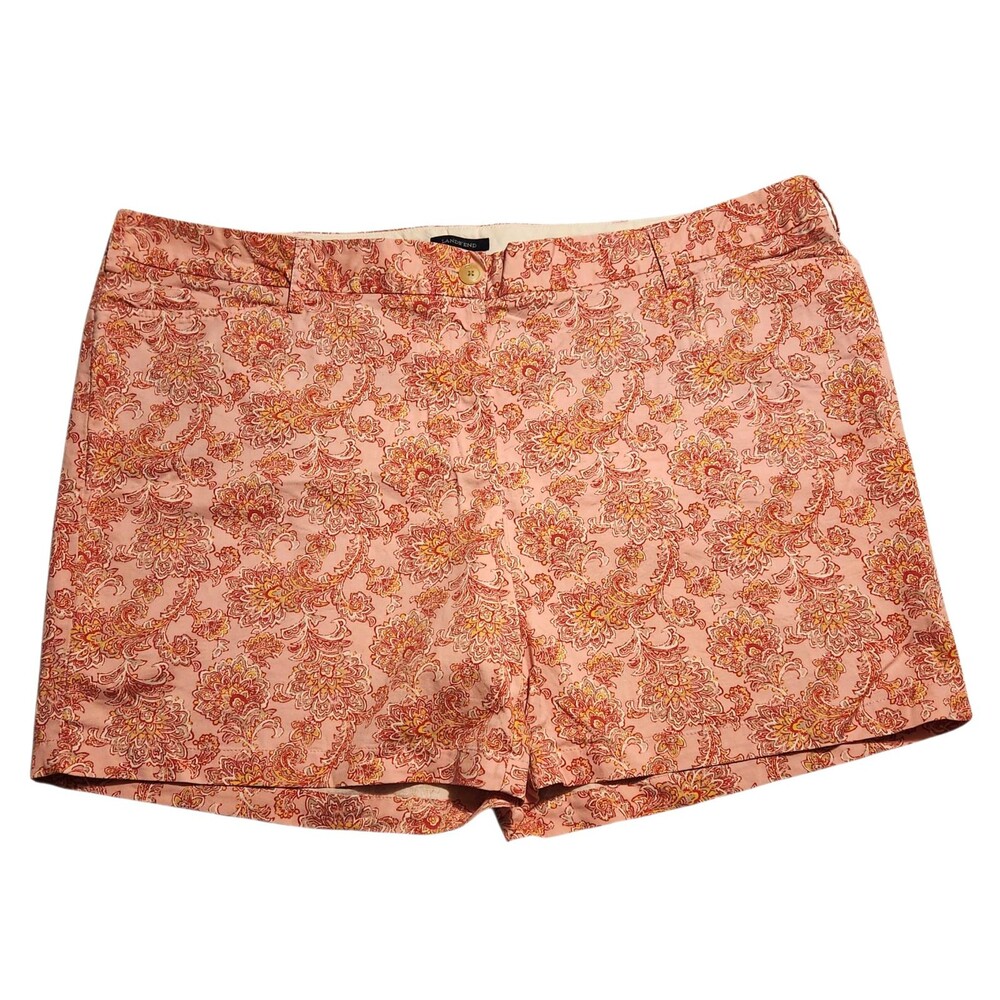 Lands End Chino Shorts Pink Floral Pockets Womens Size 24W Fit 2